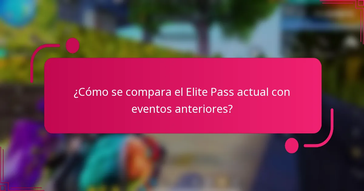 ¿Cómo se compara el Elite Pass actual con eventos anteriores?
